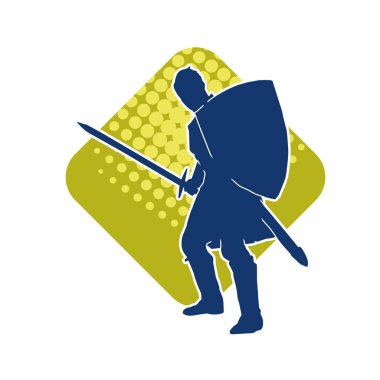 Eski bir Romalı askerin silueti. Kılıç ve demir kılıçla poz vermiş..