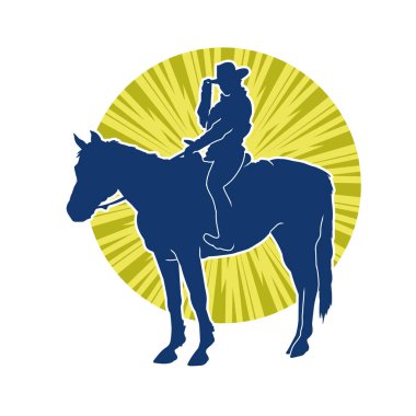 Bir kovboyun silueti at hayvanından kurtuluyor.. 