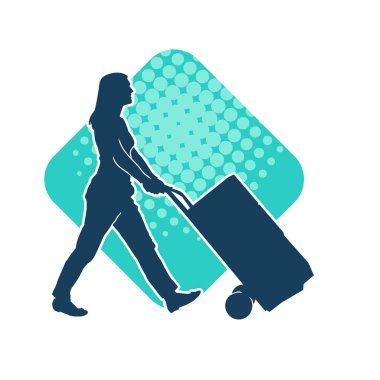 Depo çalışanının silueti bir lori çizelgesi ya da kutuları taşıyan bir el arabası. Bir teslimat işçisi ya da kurye silueti bir araba dolusu kutuyla poz vermiş..