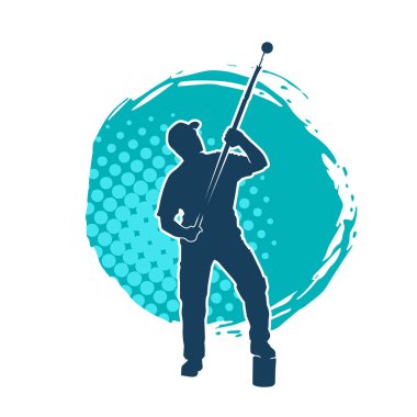 Boya işi yapan bir erkek işçinin silüeti. Bir iç ressamın silueti..