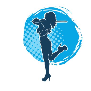 Keman teli çalan bir kadın müzisyenin silüeti..