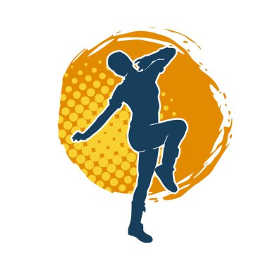 Hareketli bir kadın dansçının silueti. Dans eden zayıf bir kadının silueti..