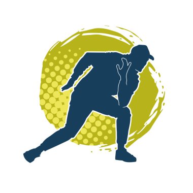 Hareket halindeki bir erkek dansçının silueti. Dans eden zayıf bir adamın silueti..