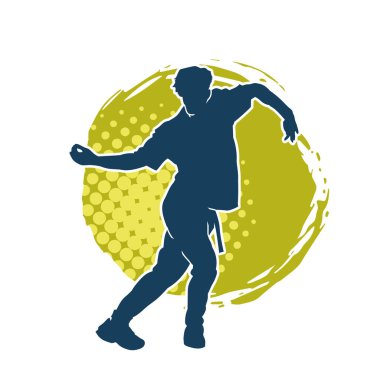 Hareket halindeki bir erkek dansçının silueti. Dans eden zayıf bir adamın silueti..