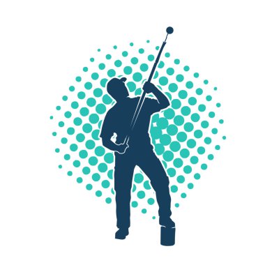 Boya işi yapan bir erkek işçinin silüeti. Bir iç ressamın silueti..