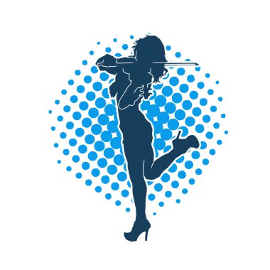 Keman teli çalan bir kadın müzisyenin silüeti..