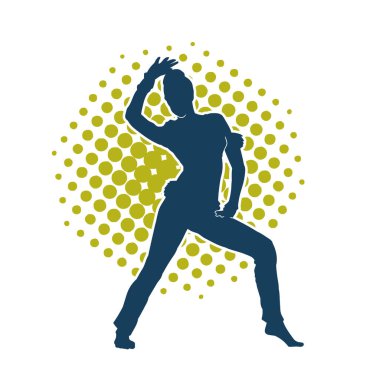 Hareketli bir kadın dansçının silueti. Dans eden zayıf bir kadının silueti..