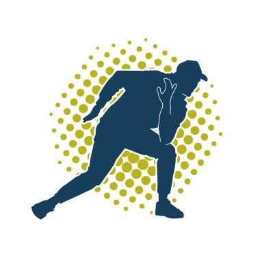 Hareket halindeki bir erkek dansçının silueti. Dans eden zayıf bir adamın silueti..