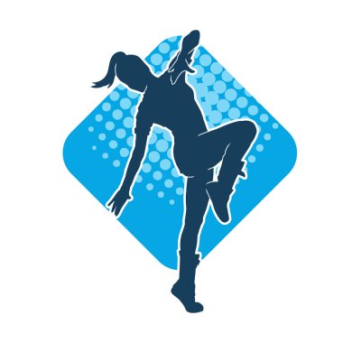 Hareketli bir kadın dansçının silueti. Dans eden zayıf bir kadının silueti..