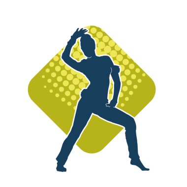 Hareketli bir kadın dansçının silueti. Dans eden zayıf bir kadının silueti..