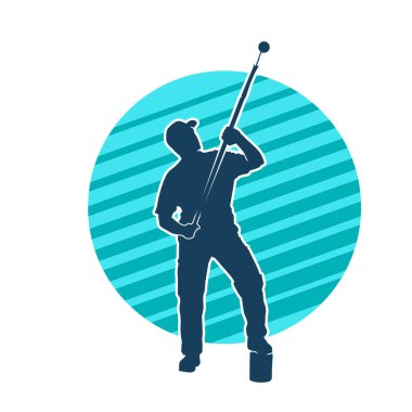 Boya işi yapan bir erkek işçinin silüeti. Bir iç ressamın silueti..