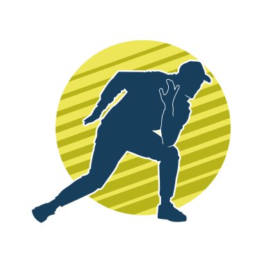 Hareket halindeki bir erkek dansçının silueti. Dans eden zayıf bir adamın silueti..