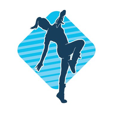 Hareketli bir kadın dansçının silueti. Dans eden zayıf bir kadının silueti..