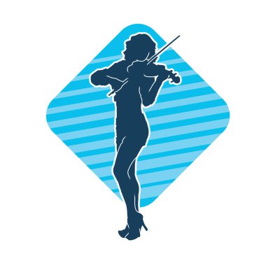 Keman teli çalan bir kadın müzisyenin silüeti..