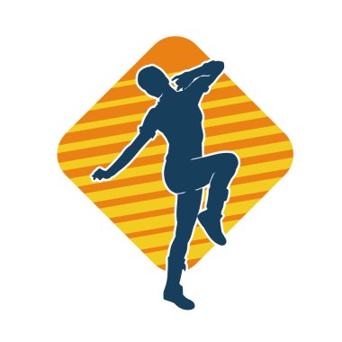 Hareketli bir kadın dansçının silueti. Dans eden zayıf bir kadının silueti..