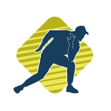 Hareket halindeki bir erkek dansçının silueti. Dans eden zayıf bir adamın silueti..