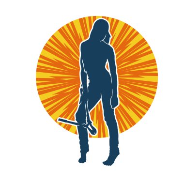 Büyük bir kerpeten ya da cıvata kesici taşıyan işçi kıyafetli bir kadın modelin silüeti.