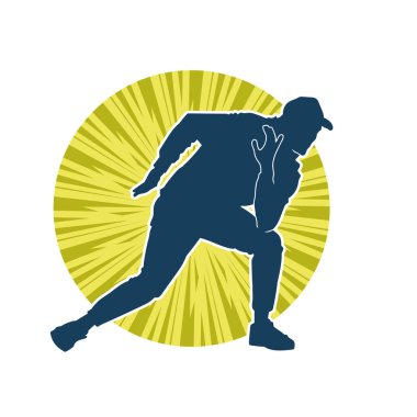 Hareket halindeki bir erkek dansçının silueti. Dans eden zayıf bir adamın silueti..