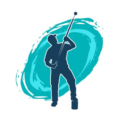 Boya işi yapan bir erkek işçinin silüeti. Bir iç ressamın silueti..