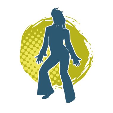 Hareketli bir kadın dansçının silueti. Dans eden zayıf bir kadının silueti..