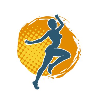 Hareketli bir kadın balerin silueti. Dans eden balerin kızın silueti..