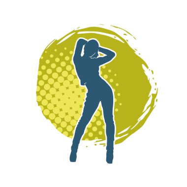 Hareketli bir kadın dansçının silueti. Dans eden zayıf bir kadının silueti..