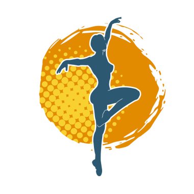 Hareketli bir kadın balerin silueti. Dans eden balerin kızın silueti..