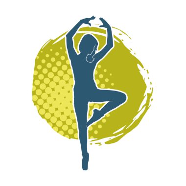 Hareketli bir kadın balerin silueti. Dans eden balerin kızın silueti..