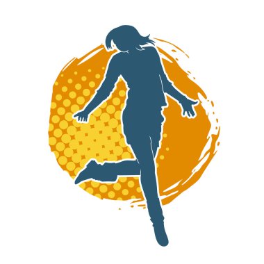 Hareketli bir kadın dansçının silueti. Dans eden zayıf bir kadının silueti..