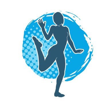 Hareketli bir kadın balerin silueti. Dans eden balerin kızın silueti..