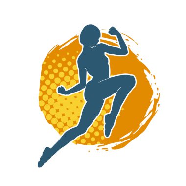 Hareketli bir kadın balerin silueti. Dans eden balerin kızın silueti..