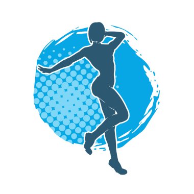 Hareketli bir kadın balerin silueti. Dans eden balerin kızın silueti..