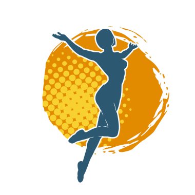 Hareketli bir kadın balerin silueti. Dans eden balerin kızın silueti..