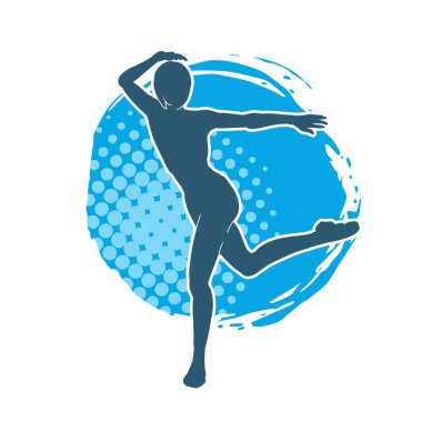 Hareketli bir kadın balerin silueti. Dans eden balerin kızın silueti..