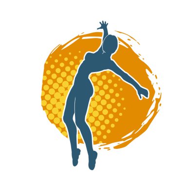 Hareketli bir kadın balerin silueti. Dans eden balerin kızın silueti..