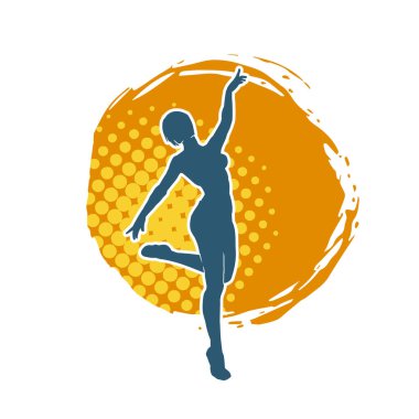 Hareketli bir kadın balerin silueti. Dans eden balerin kızın silueti..