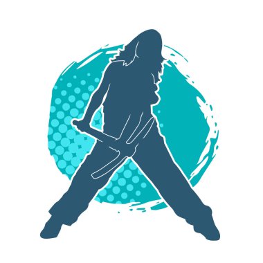 Kadın modelin silüeti, işçi kıyafeti giymesi ve balta taşıması..