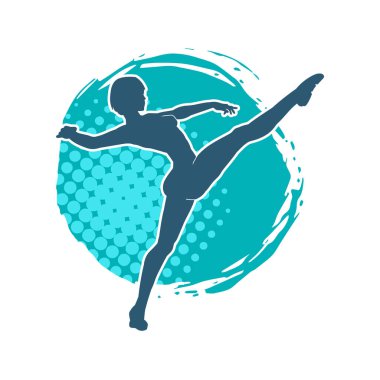 Hareketli bir kadın balerin silueti. Dans eden balerin kızın silueti..