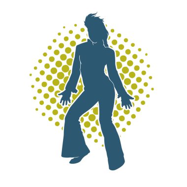 Hareketli bir kadın dansçının silueti. Dans eden zayıf bir kadının silueti..