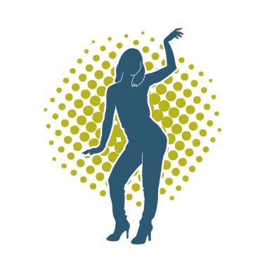 Hareketli bir kadın dansçının silueti. Dans eden zayıf bir kadının silueti..