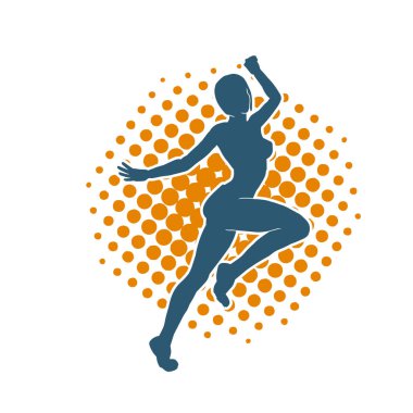 Hareketli bir kadın balerin silueti. Dans eden balerin kızın silueti..