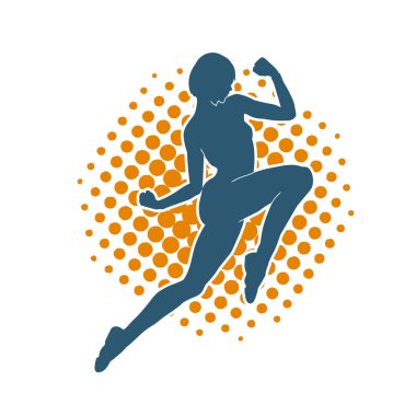 Hareketli bir kadın balerin silueti. Dans eden balerin kızın silueti..