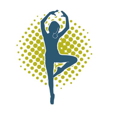 Hareketli bir kadın balerin silueti. Dans eden balerin kızın silueti..