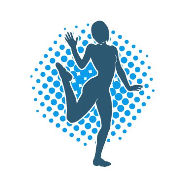 Hareketli bir kadın balerin silueti. Dans eden balerin kızın silueti..