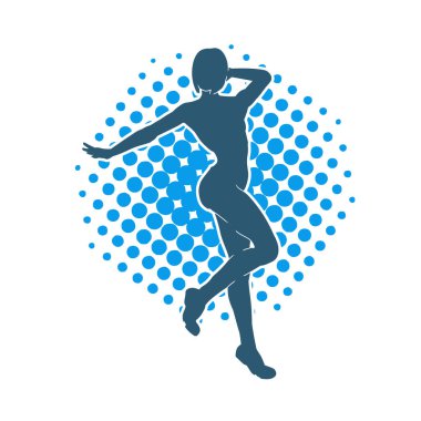 Hareketli bir kadın balerin silueti. Dans eden balerin kızın silueti..