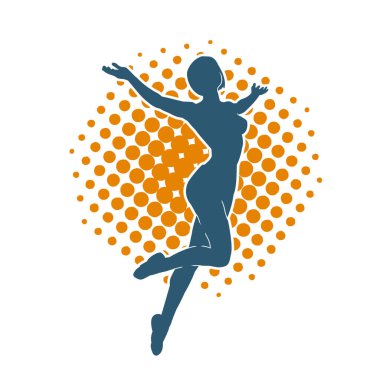 Hareketli bir kadın balerin silueti. Dans eden balerin kızın silueti..