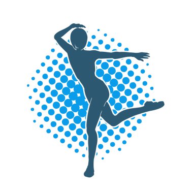 Hareketli bir kadın balerin silueti. Dans eden balerin kızın silueti..