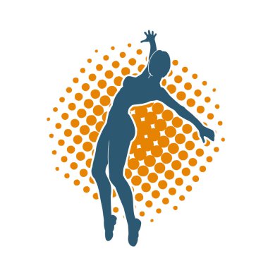 Hareketli bir kadın balerin silueti. Dans eden balerin kızın silueti..