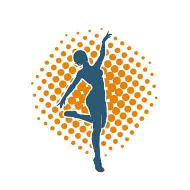 Hareketli bir kadın balerin silueti. Dans eden balerin kızın silueti..