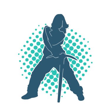 Kadın modelin silüeti, işçi kıyafeti giymesi ve balta taşıması..